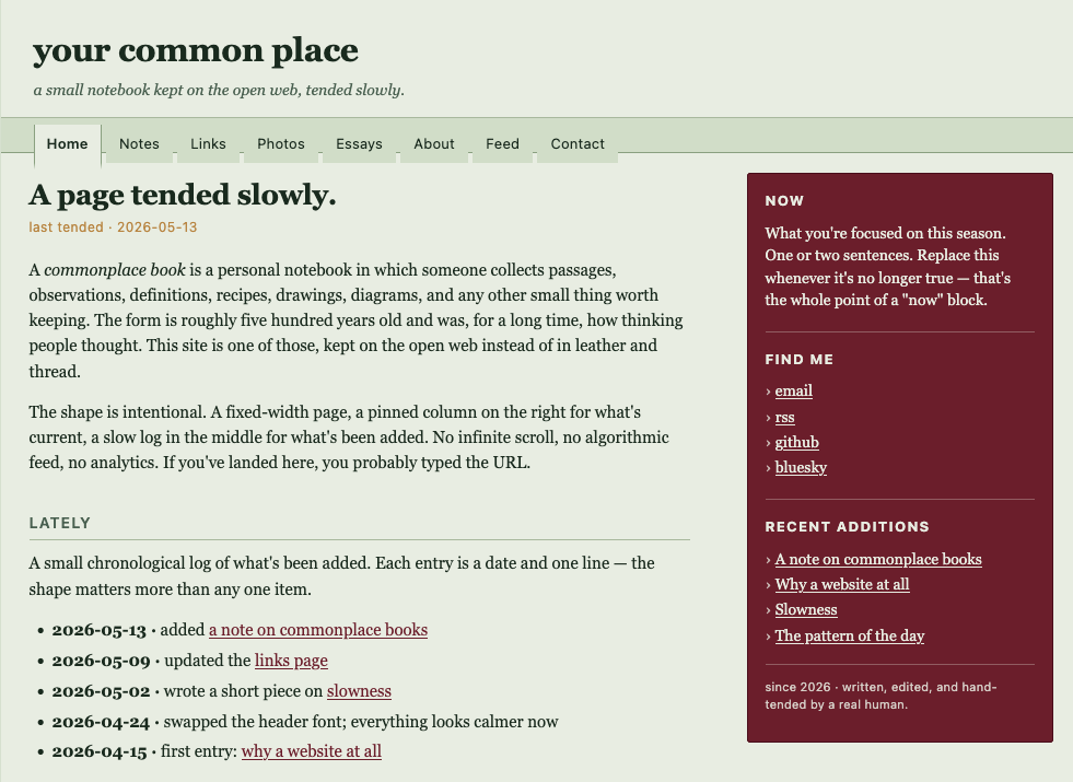 commonplace layout preview